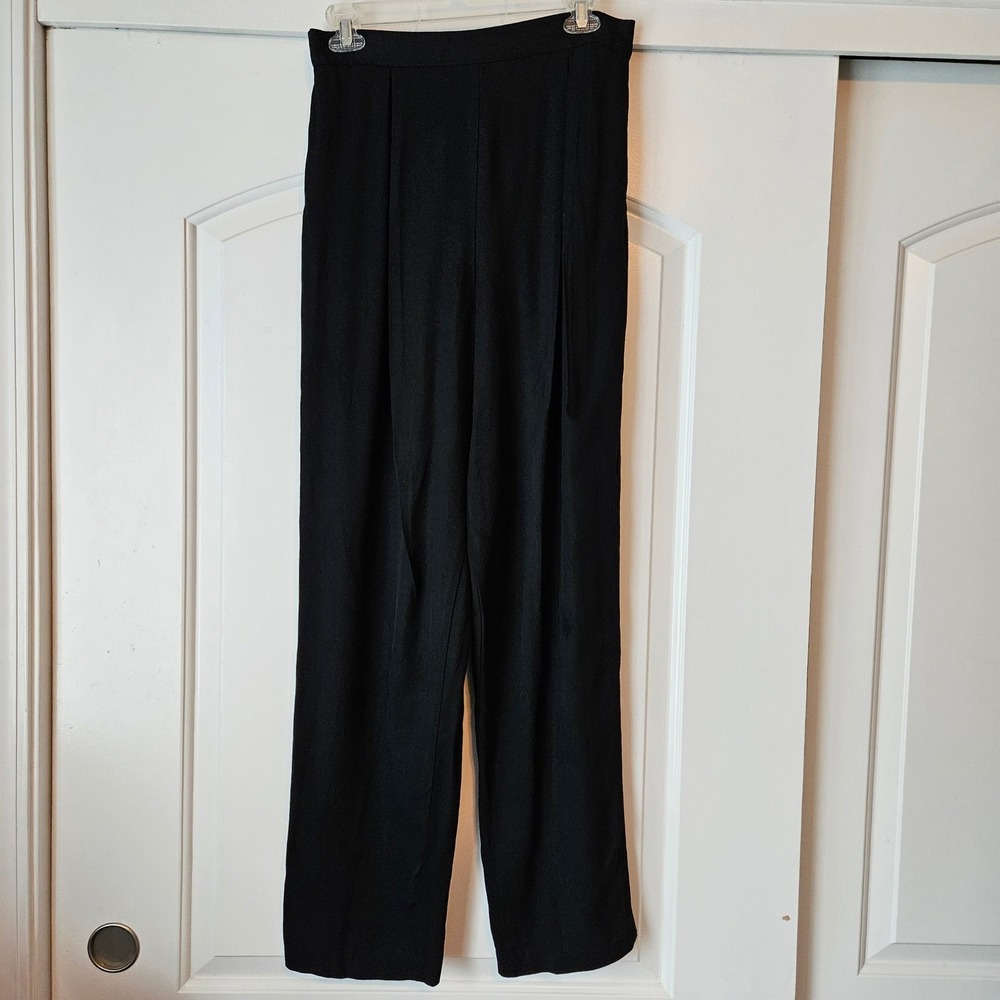 Vintage‎ Pleated Dress Pants Size 12 Black 70s 80s High Waisted Work Career